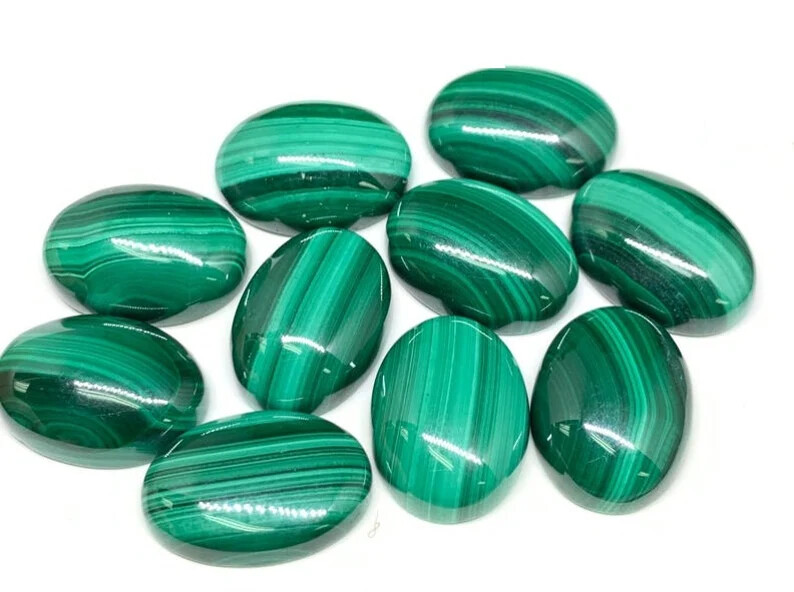 Natural Green Malachite Oval Cabochon 3x5mm to 15x20mm Green Malachite Gemstone