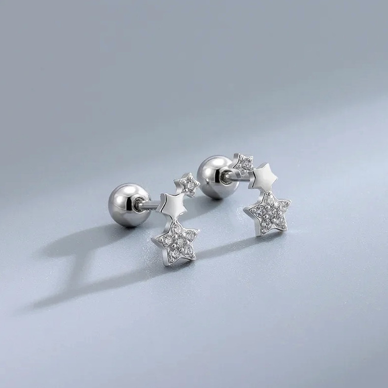 1 Pair Heart Stud Earrings for Women Hypoallergenic Screw Back Cartilage Jewelry