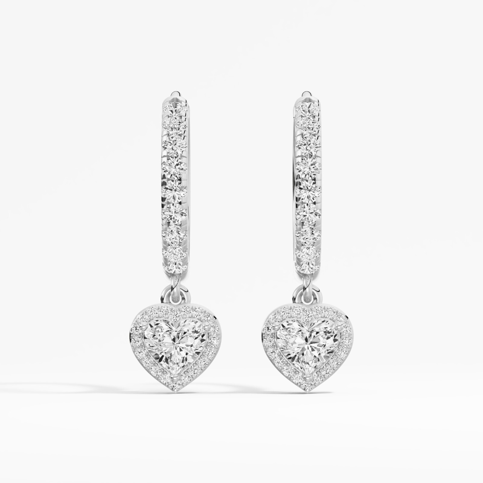 1.38 ct Lab Created Heart Diamond Hoops Earring in 14K White Gold for Women