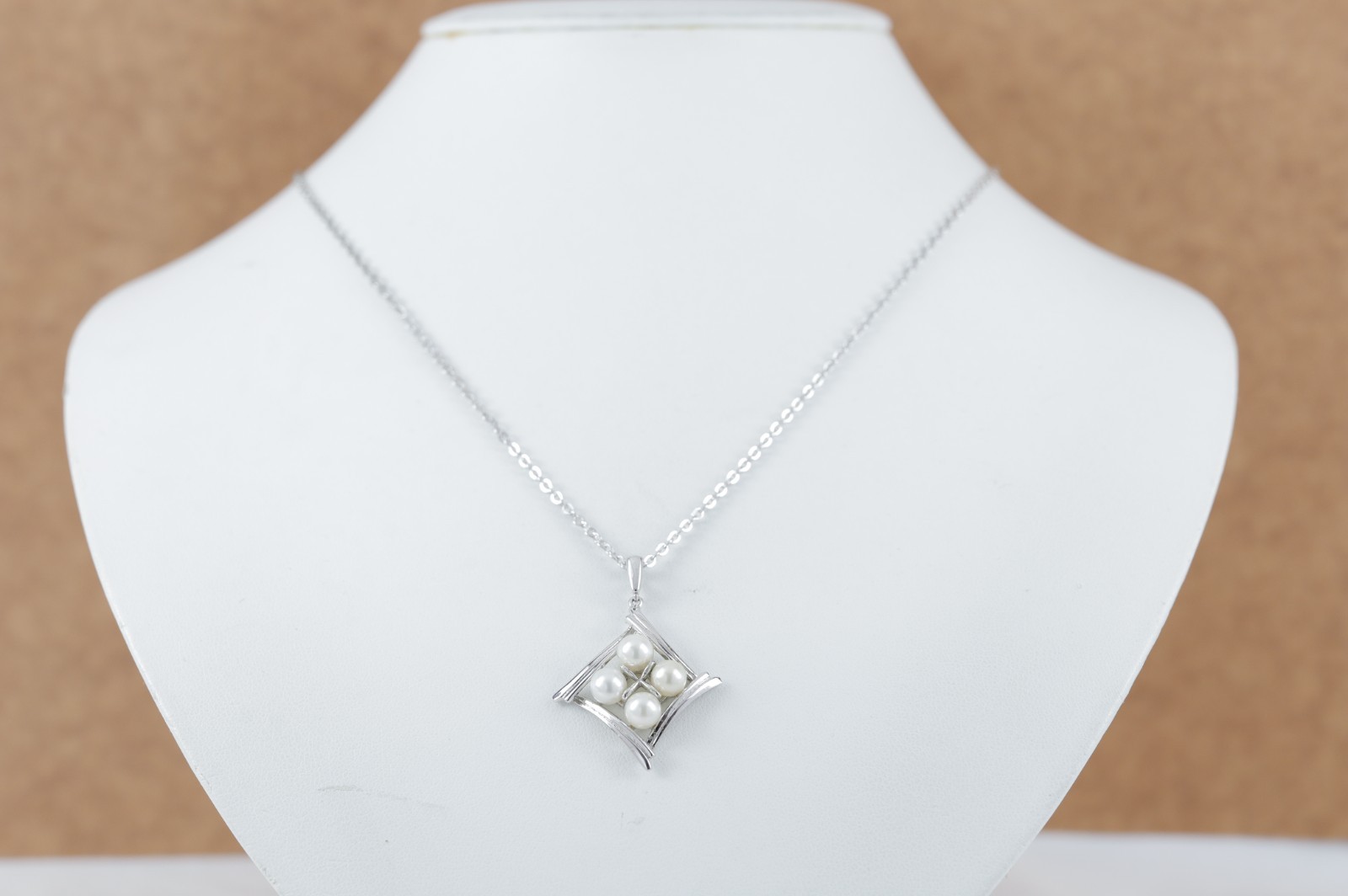 Mikimoto Akoya Pearl Pendant Charm 6mm x 4 Pearls Sterling Silver (No Chain)