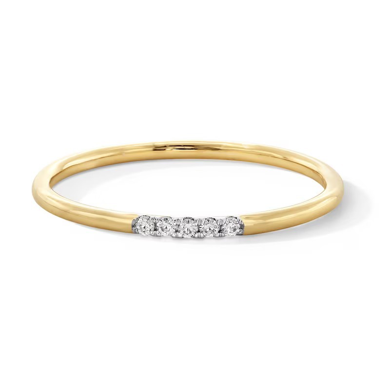 14k Solid Yellow Gold Natural Diamond Simple Band Ring Anniversary Gift Jewelry