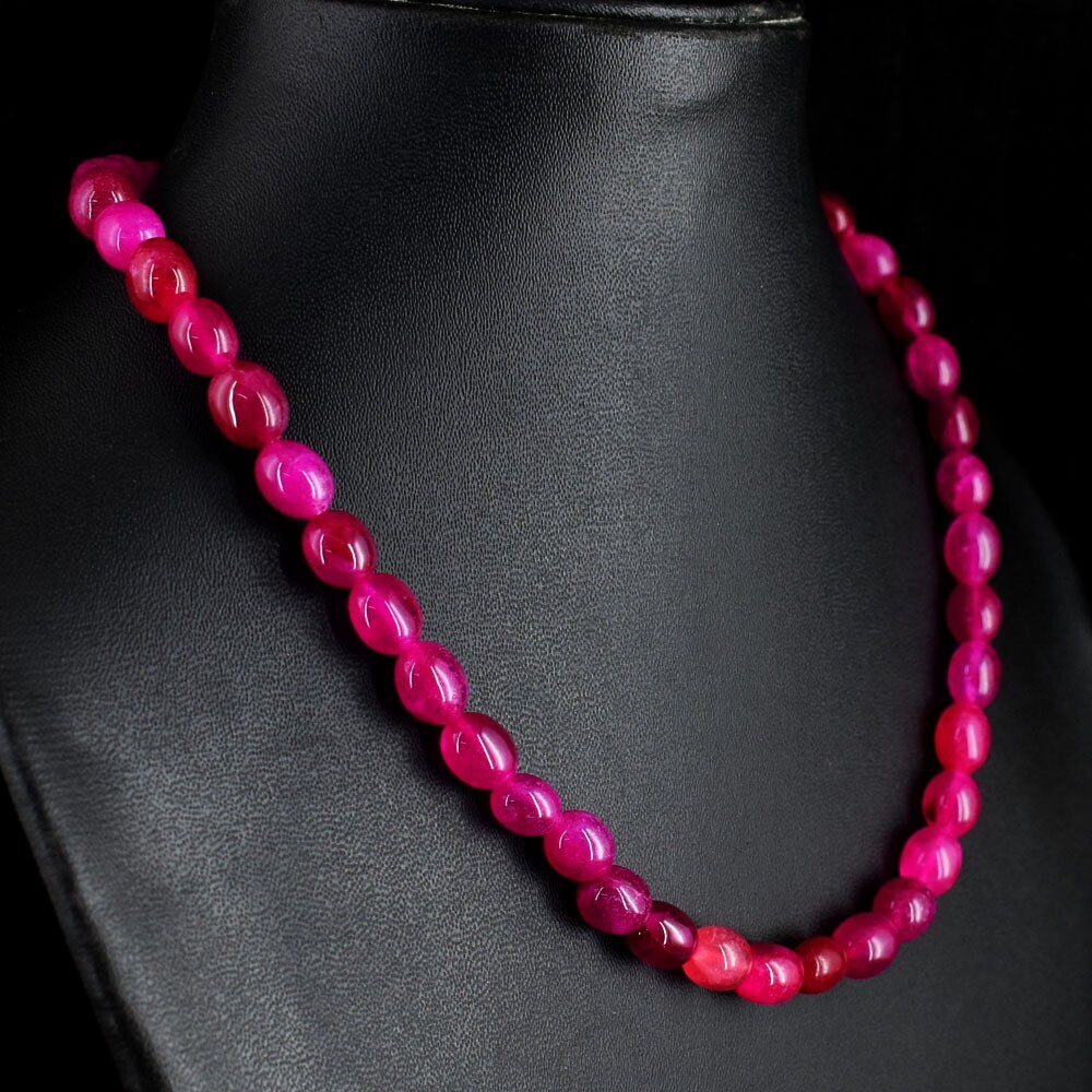 248.00 Cts Top Quality Fantastic Pink Ruby Beaded Necklace Jewelry RK 46 E685