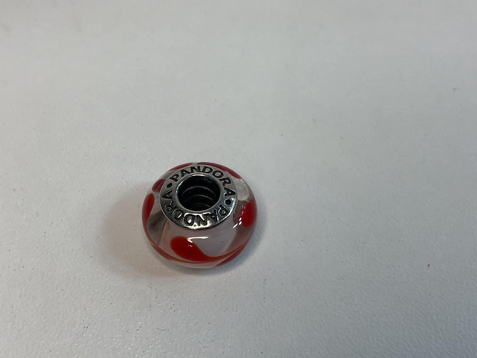 Pandora Murano Red And White Swirl Charm Retired
