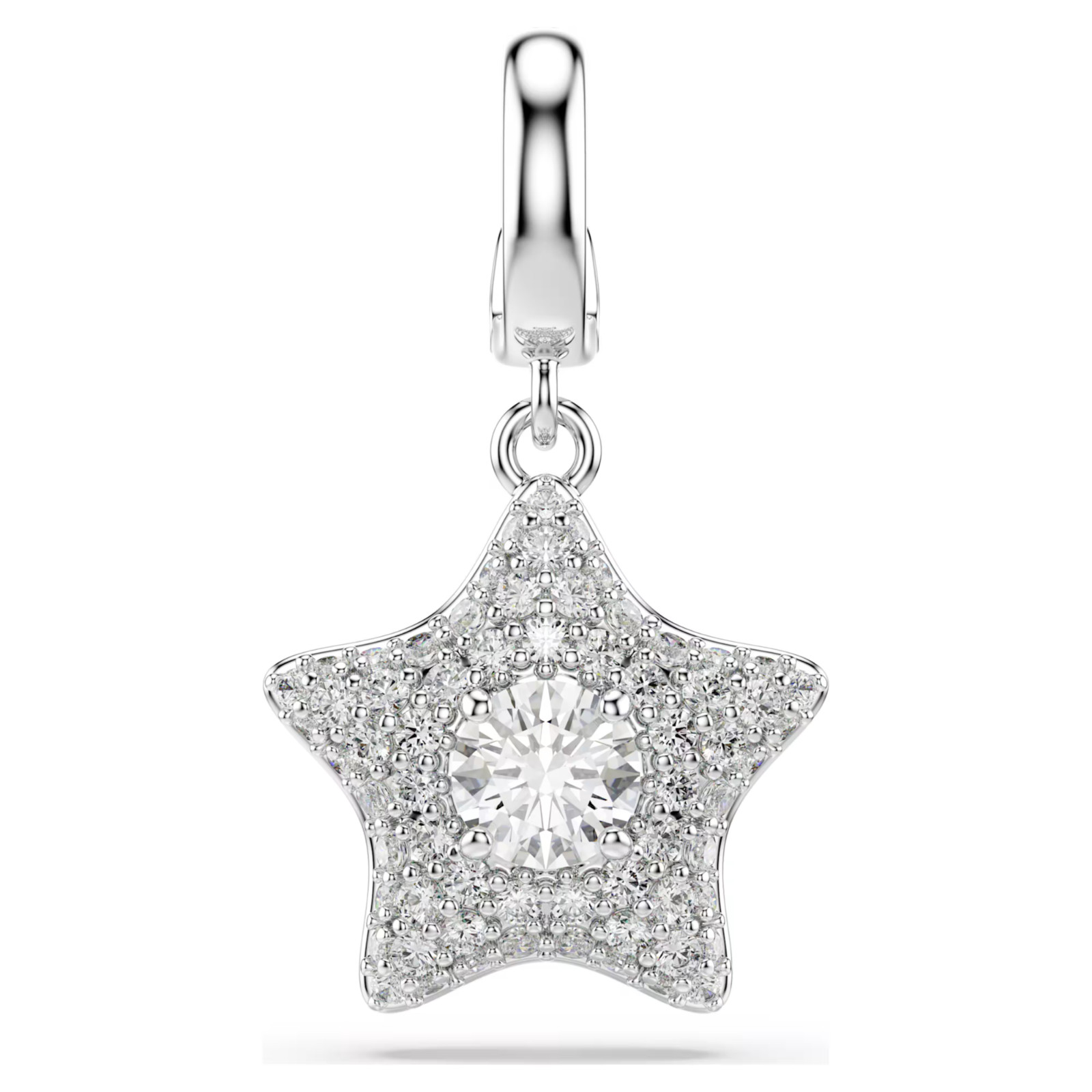 Swarovski Sublima charm Round cut, Star, White, Rhodium plated 5760562