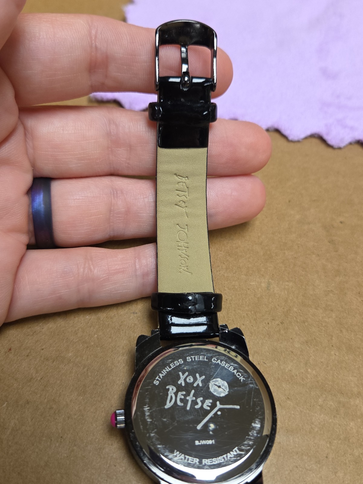 Betsey Johnson Watch Women’s Sparkle Black Cat Face Battery Works *SEE PICS