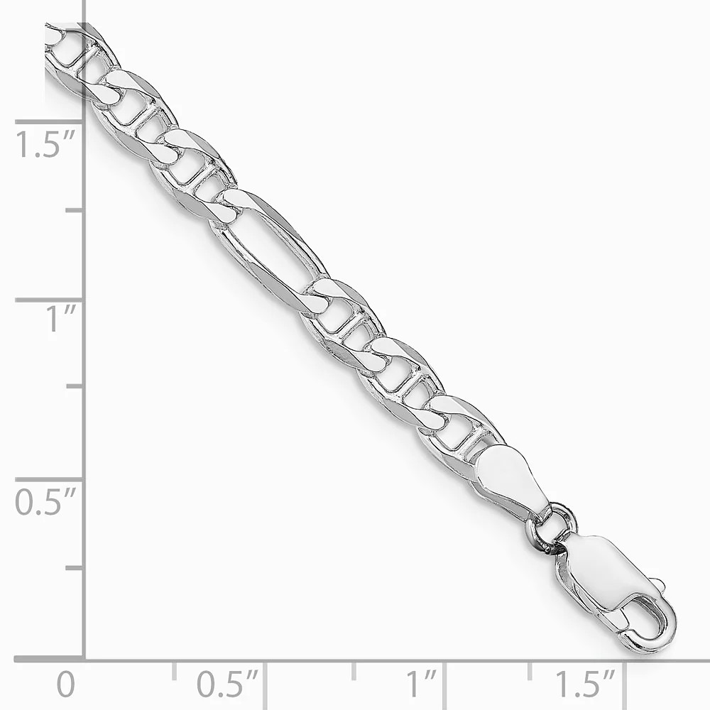 Sterling Silver Rhodium-Plated 4.5mm Figaro Anchor Chain Bracelet 7″-8″