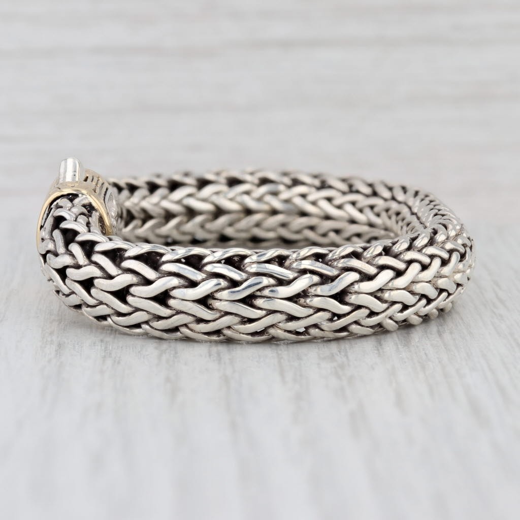 John Hardy Classic Woven Wheat Chain Bracelet Sterling Silver 18k Gold 7.72″