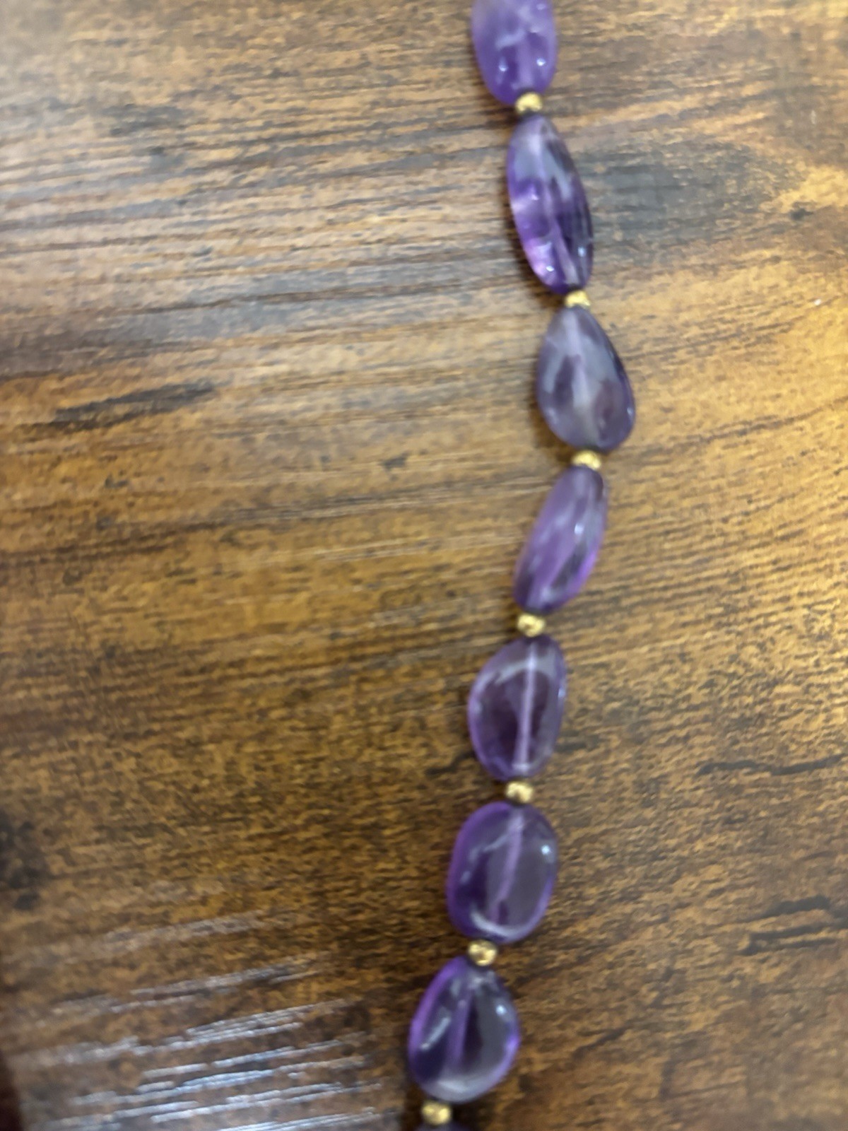 Vintage Sign Stauer Purple Amethyst Oval Beaded Necklace .