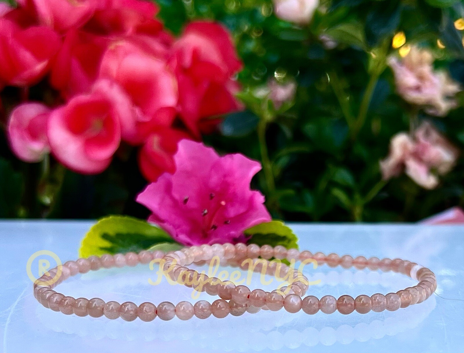 Wholesale Lot 6 Pcs Natural Peach Moonstone 4mm 7.5” Crystal Stretch Bracelet