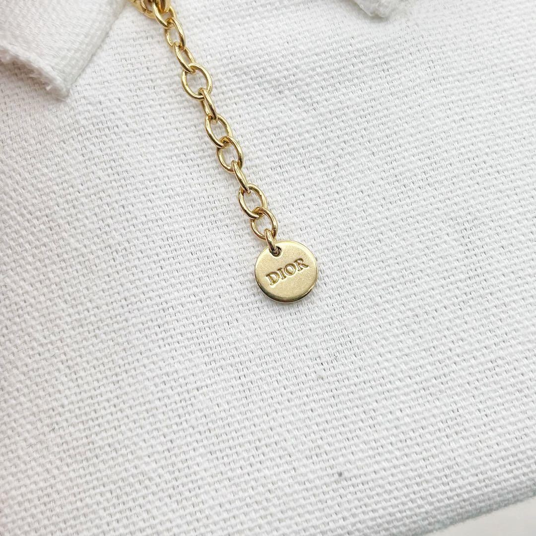 DIOR Dior Revolution Necklace Gold Pearl Adjustable 42cm 47cm Authentic