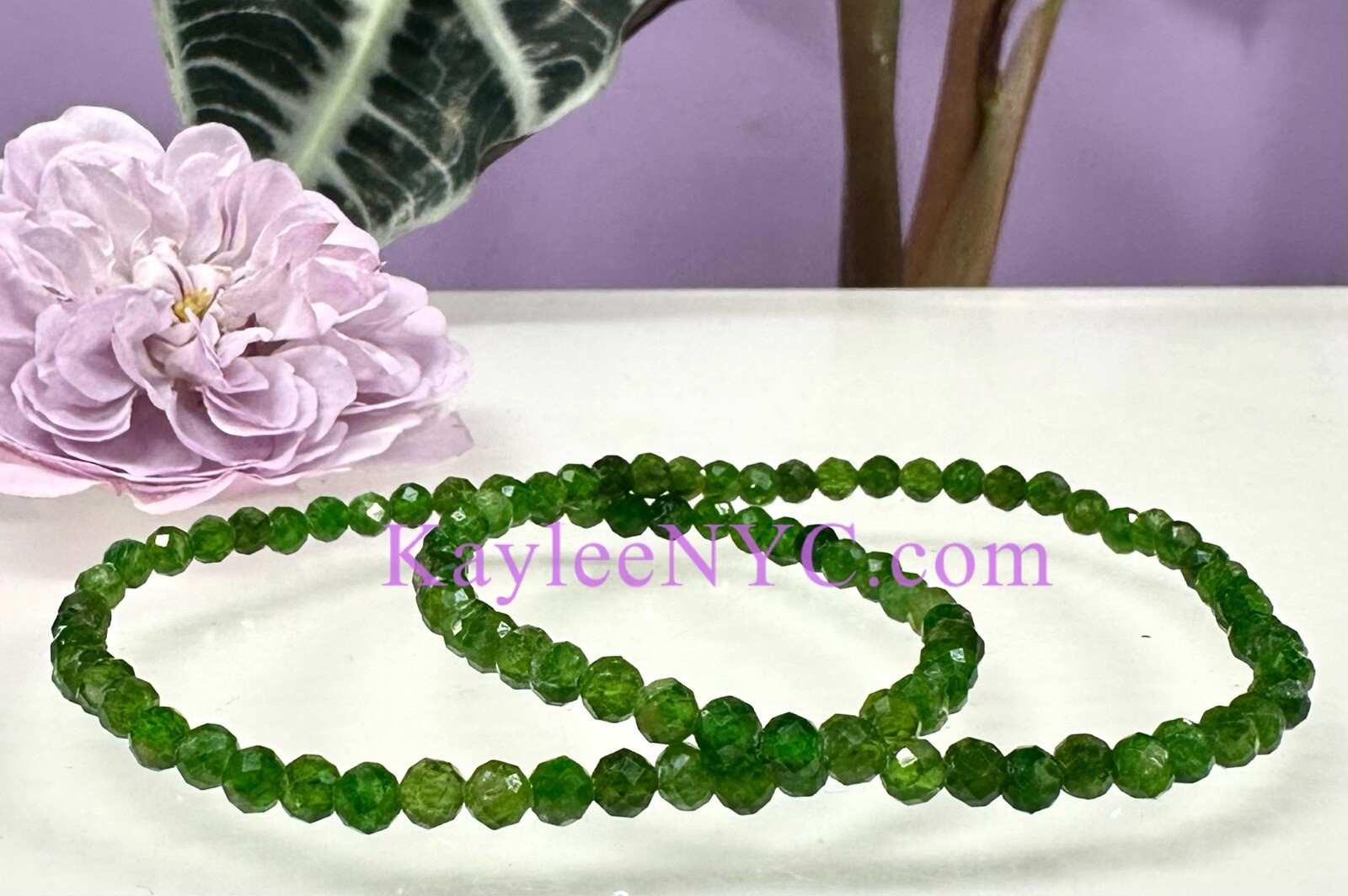 Wholesale 6 Pcs Natural Diopside 4mm Faceted 7.5” Stretch Bracelet