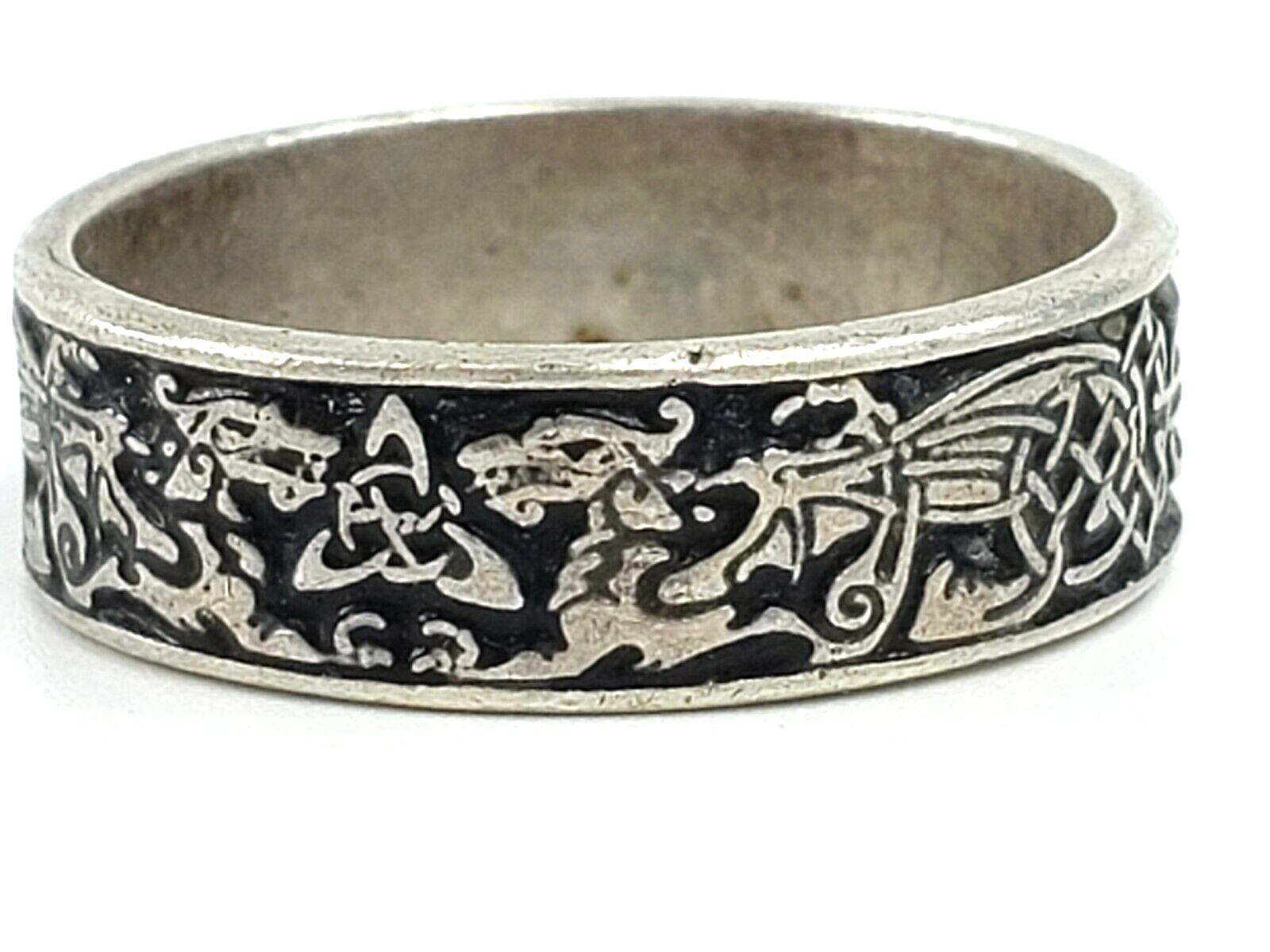 PEPI Sterling Silver Ring Size 9 Triquetra Dragon Celtic Knot Wiccan Pagan Goth