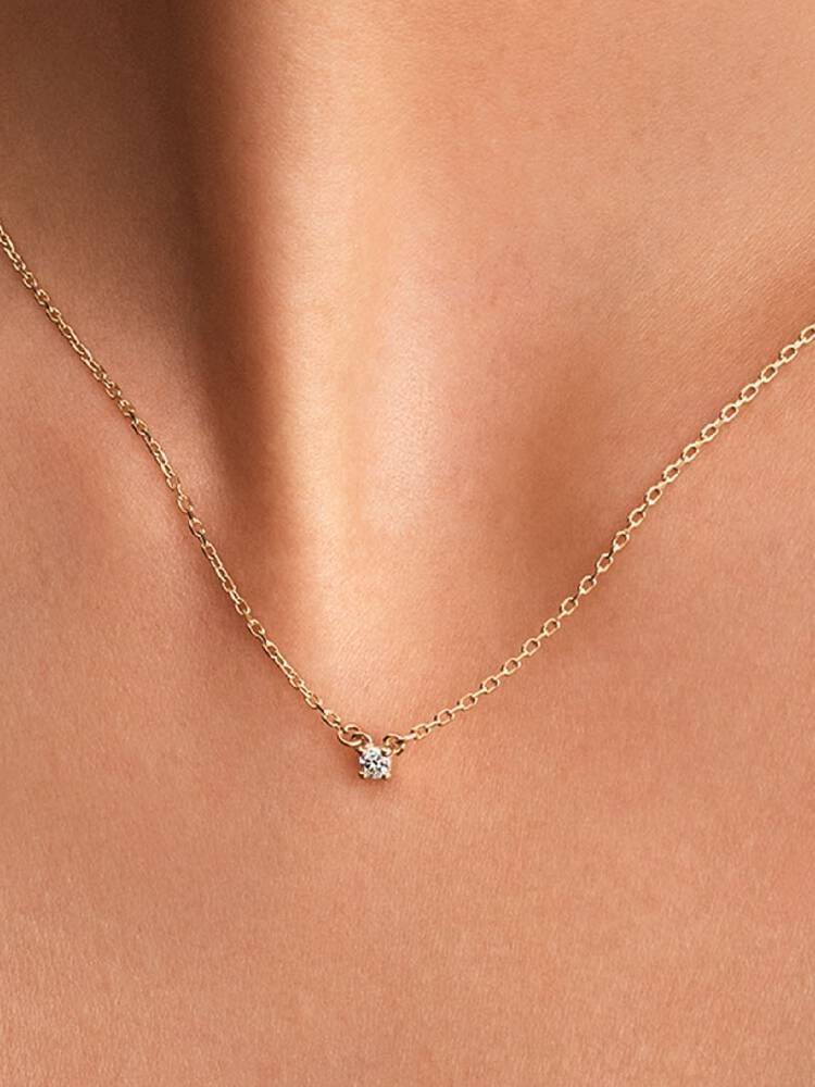 Pandora Era 14K Yellow Gold 0.05 ct Lab Grown Diamond Solitaire Necklace Adj.