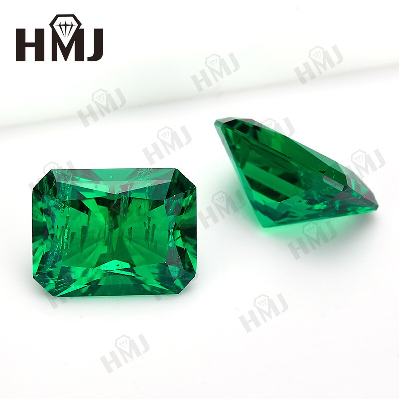 Certified Lab-Grown Colombian Green Emerald Radiant Cut Loose Gemstone Gems AGL