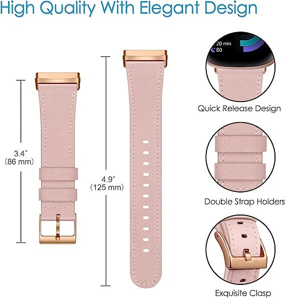 Genuine Leather Band For Fitbit Versa 4 / Fitbit Versa 3 / Sense Replacement USA