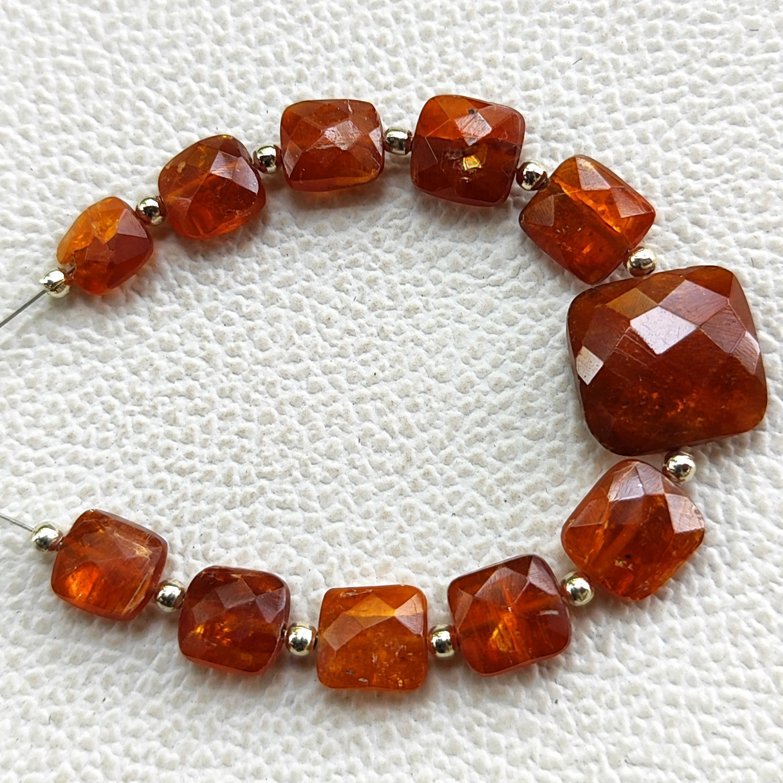 Natural Orange Kyanite 7-12mm Faceted Cushion Beads 4.5 In Tanzania Strand
