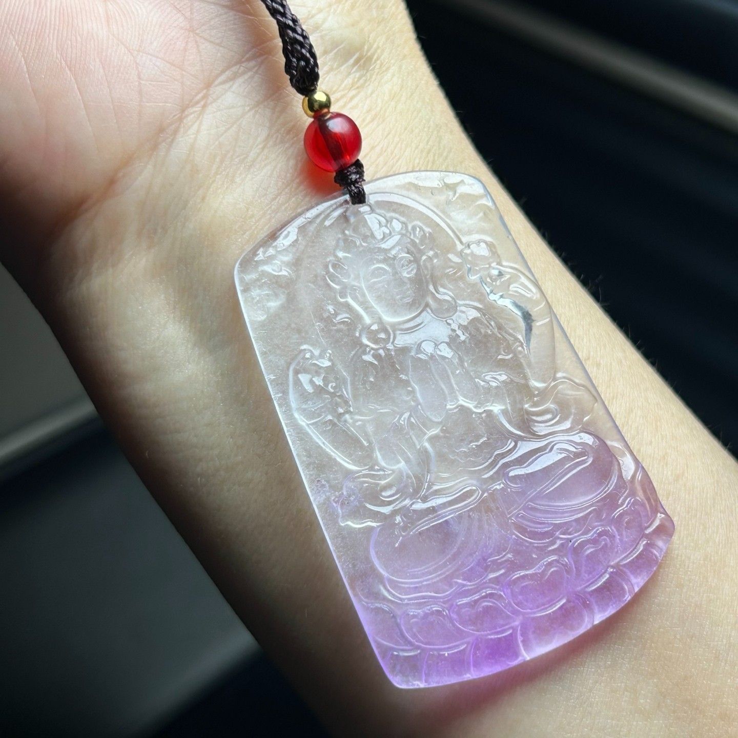 Nature ice white Burmese Jade Jadeite Carved kwan-yin lucky Pendant&Necklaces