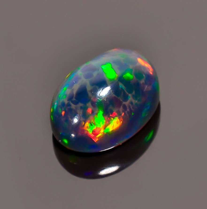 Natural Black Ethiopian Opal Oval Shape Cabochon Loose Gemstone 3.6 Ct 12X8X6 mm