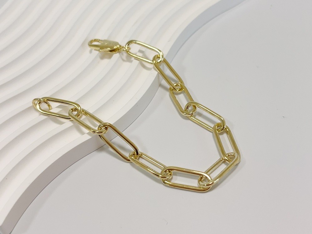 10k Yellow Gold 10.5mm Paperclip Chain Cable Link Rolo Bracelet Womens Mens 8″