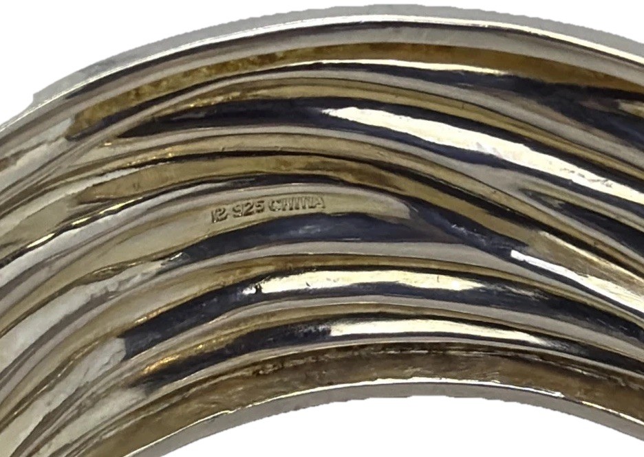 Vtg Ross Simon Ribbed Wide Sterling Silver Cuff Bracelet Weighs 59grams