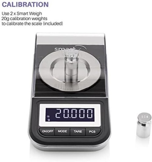 Versatile 50g Digital Scale with Tare Function & Calibration Weights Included