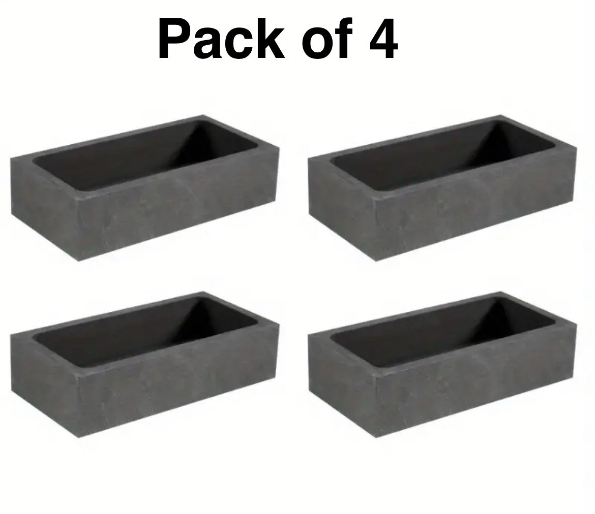 4 Pk – 2.2 Lb (1 kg) Graphite Ingot Mold for Gold Silver Copper Aluminum Lead