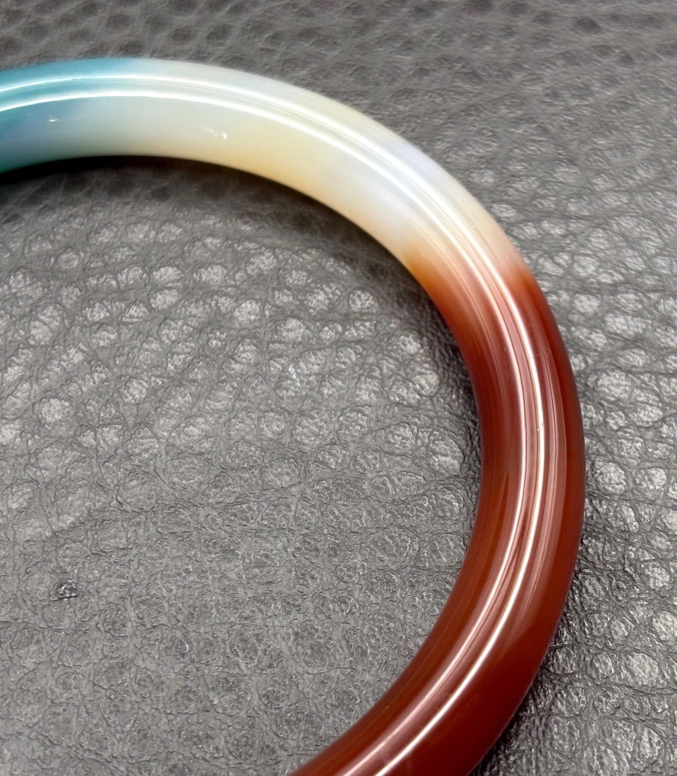 Vintage Multicolor Stone Bangle Bracelet Green Brown White Round 8.25”
