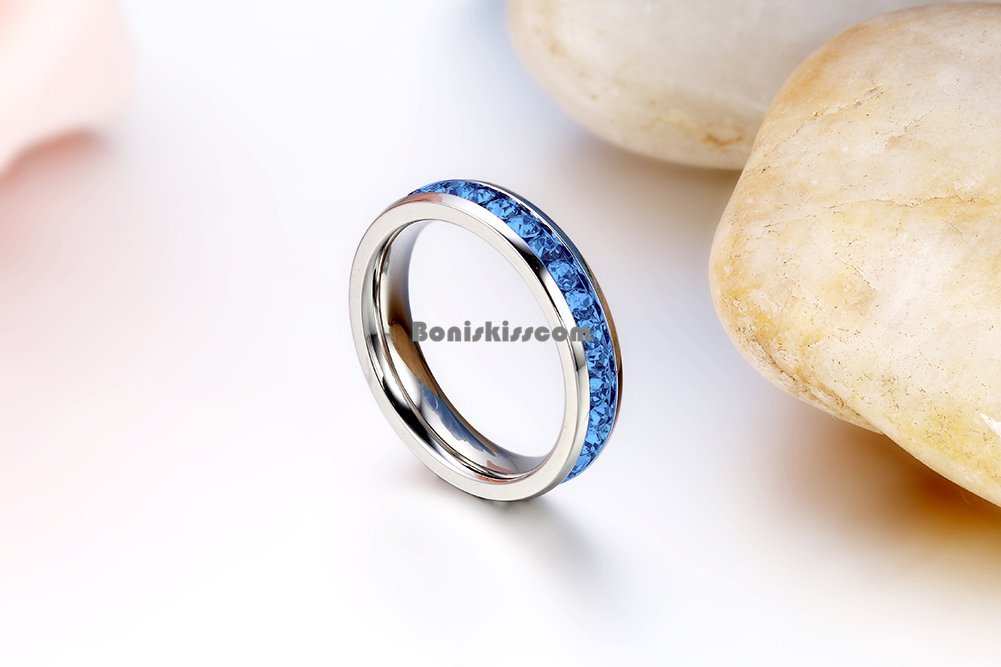 Stainless Steel Eternity Cubic Zirconia Cz Love Wedding Engagement Promise Ring