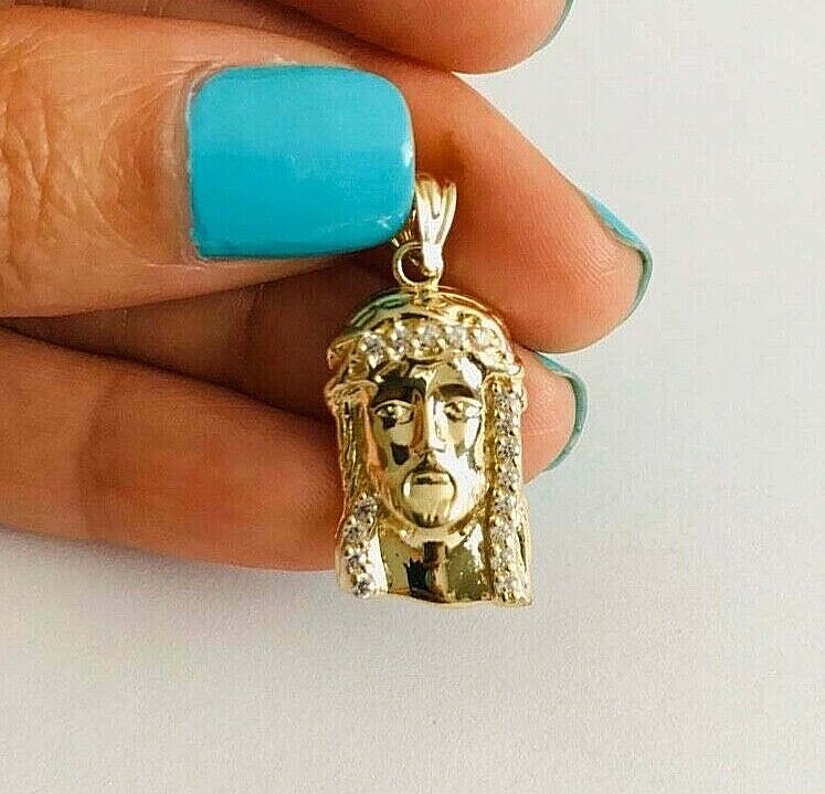 10K Solid Gold Jesus Face Charm Pendant- 29mm 10K Real Gold Jesus Face- EGP54