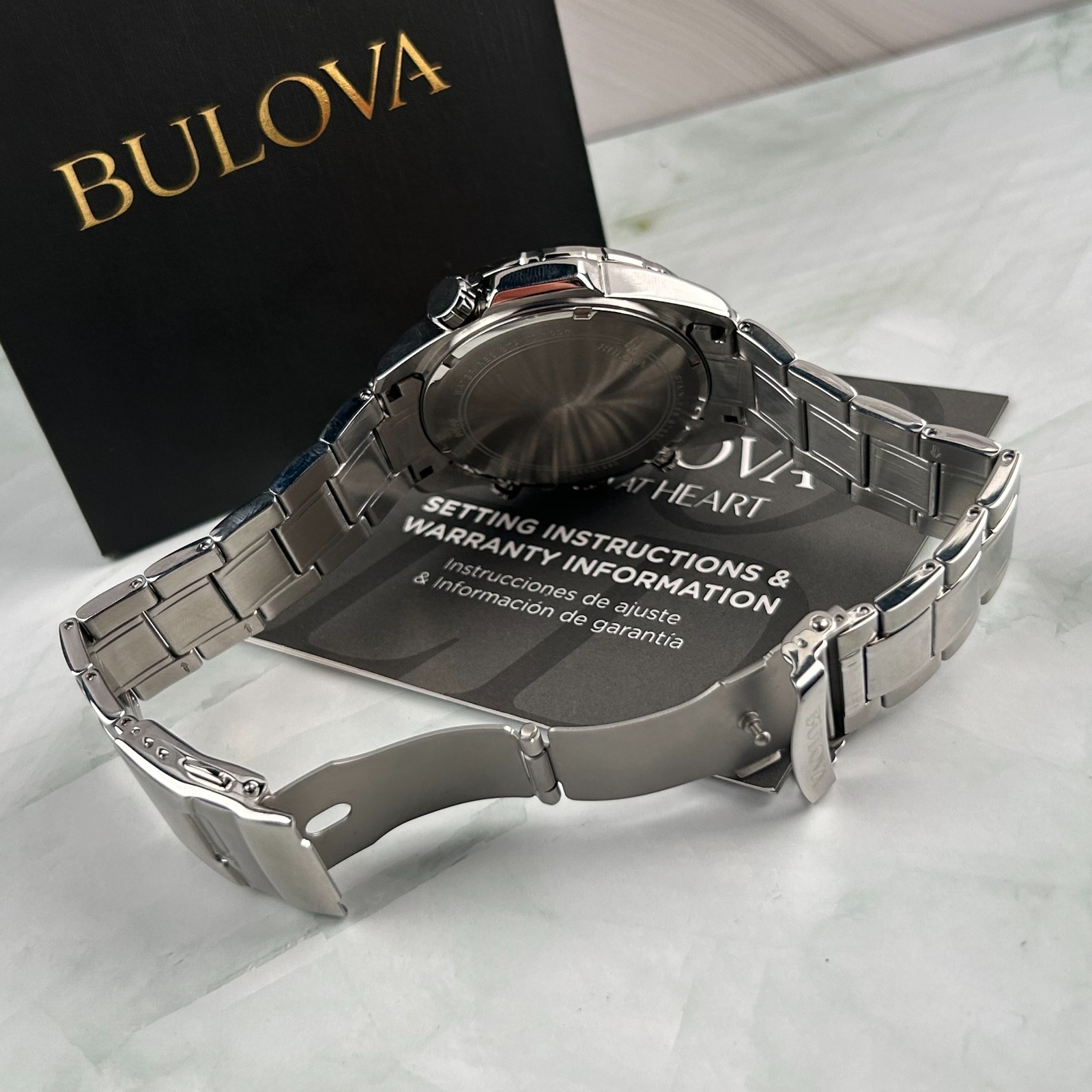 Bulova Marine Star 96B395 Orange Dial Men’s Chronograph Quartz Watch New 43MM