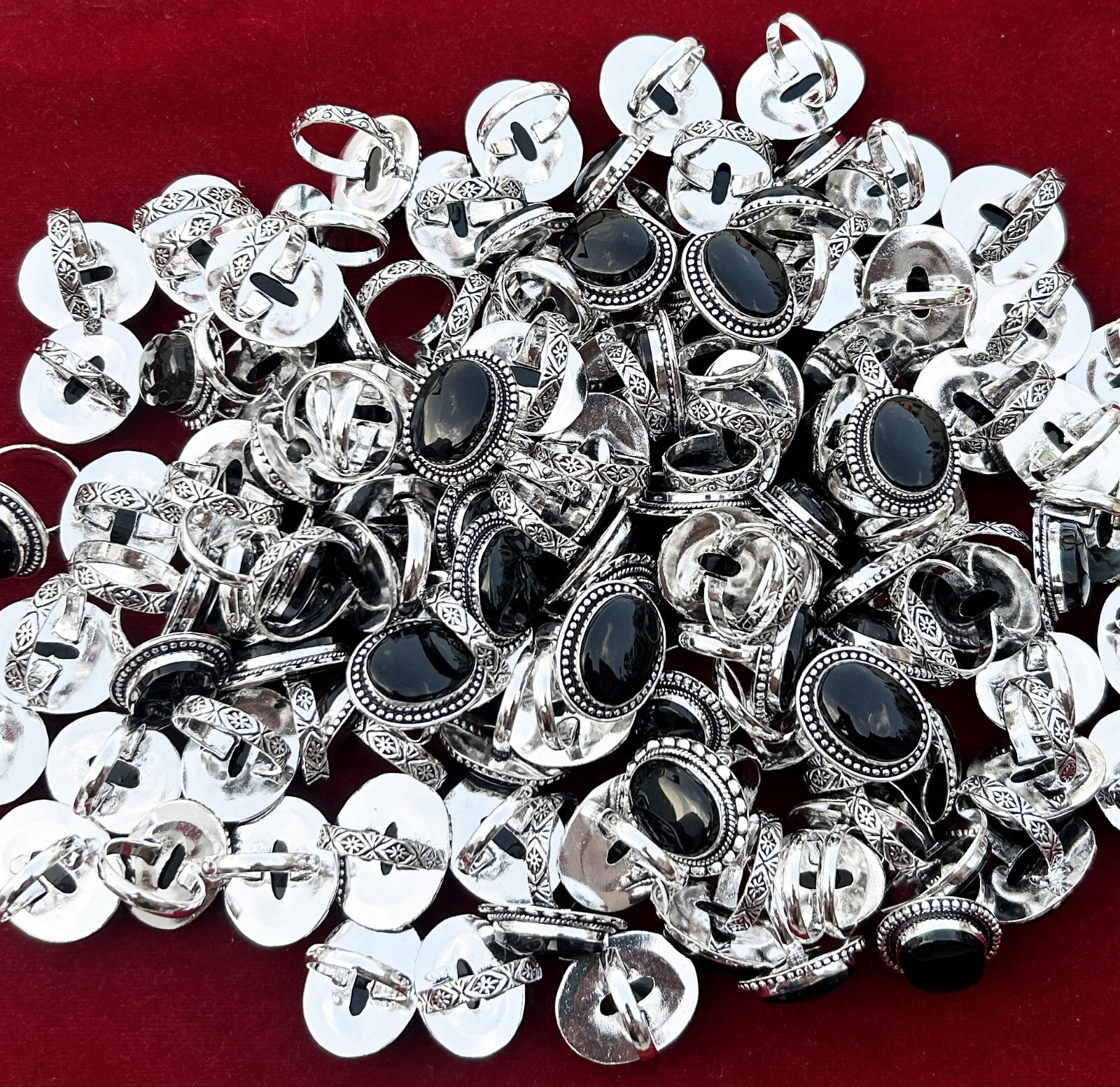 Wholesale Lot Black Onyx Gemstone Handmade Rings Jewelry For women