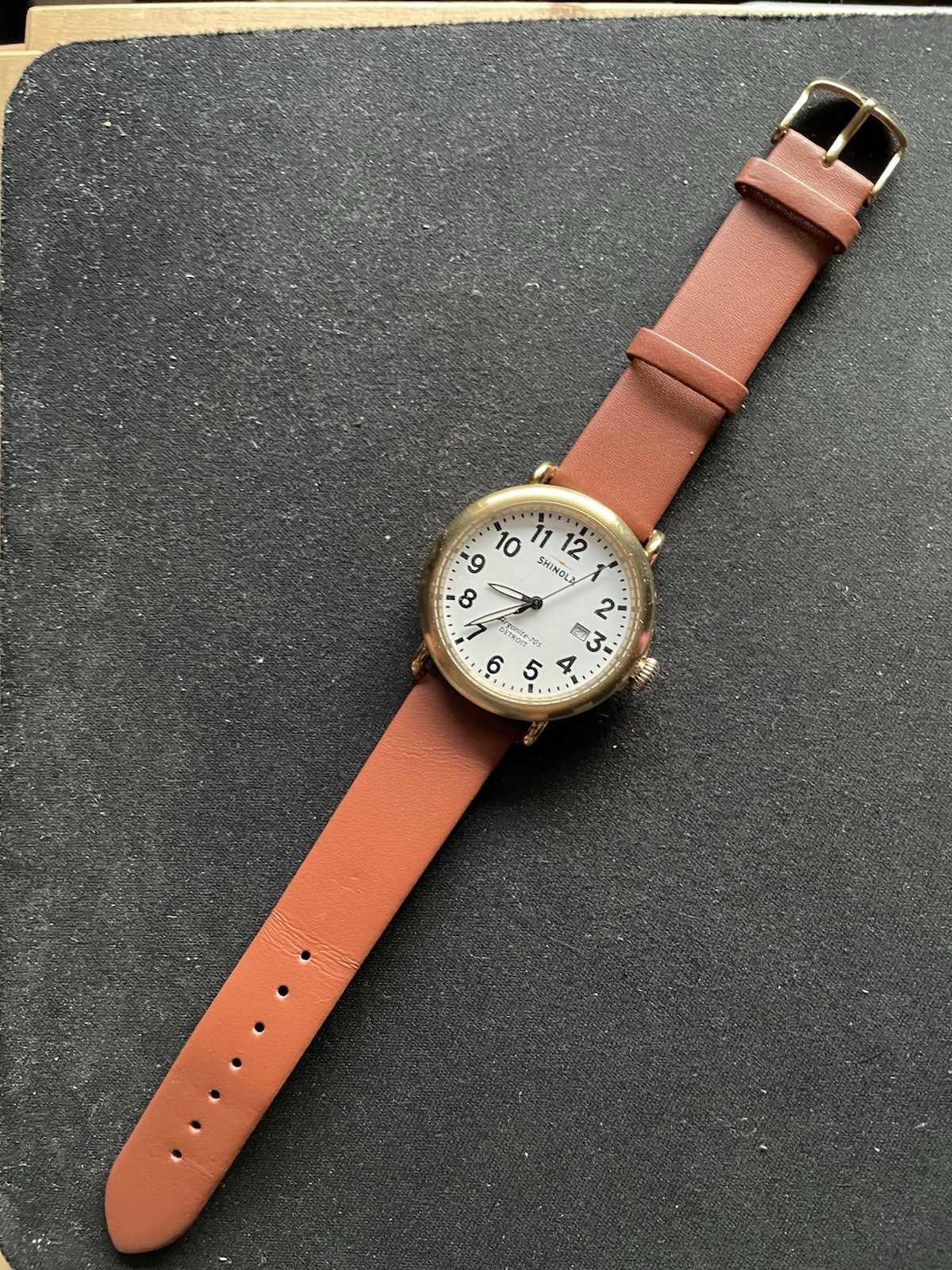 Shinola Runwell Argonite 705 Stainless Steel Case 41mm Genuine Leather band
