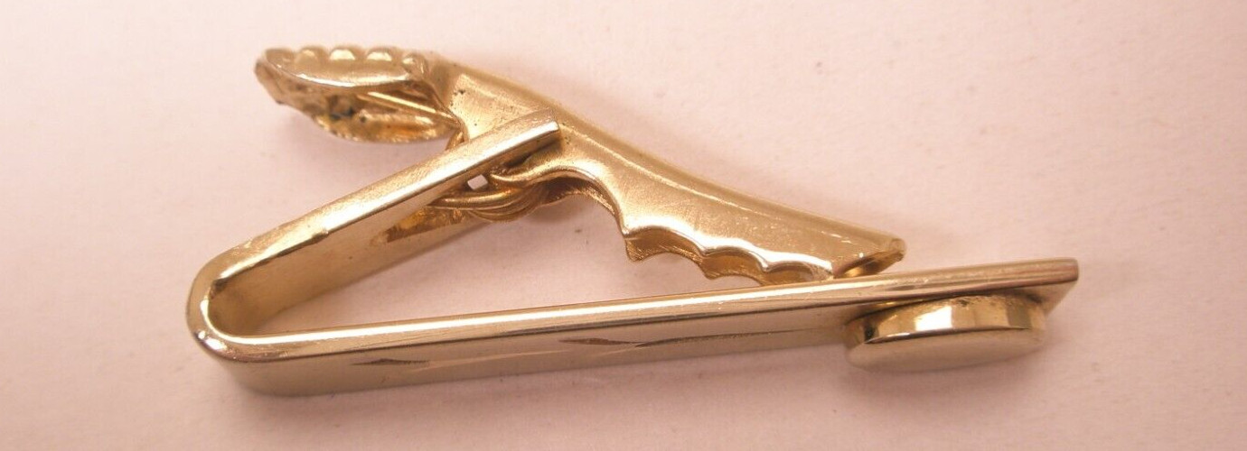 1-3/8″ Engrave Ready Gold Tone Vintage SMALL Tie Bar Clip simple plain design