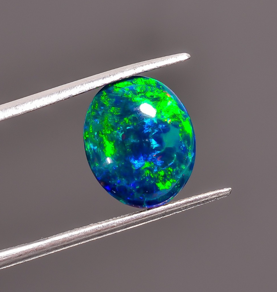 Natural Black Ethiopian Opal Oval Shape Cabochon Loose Gemstone 3.7 Ct 13X11X5mm