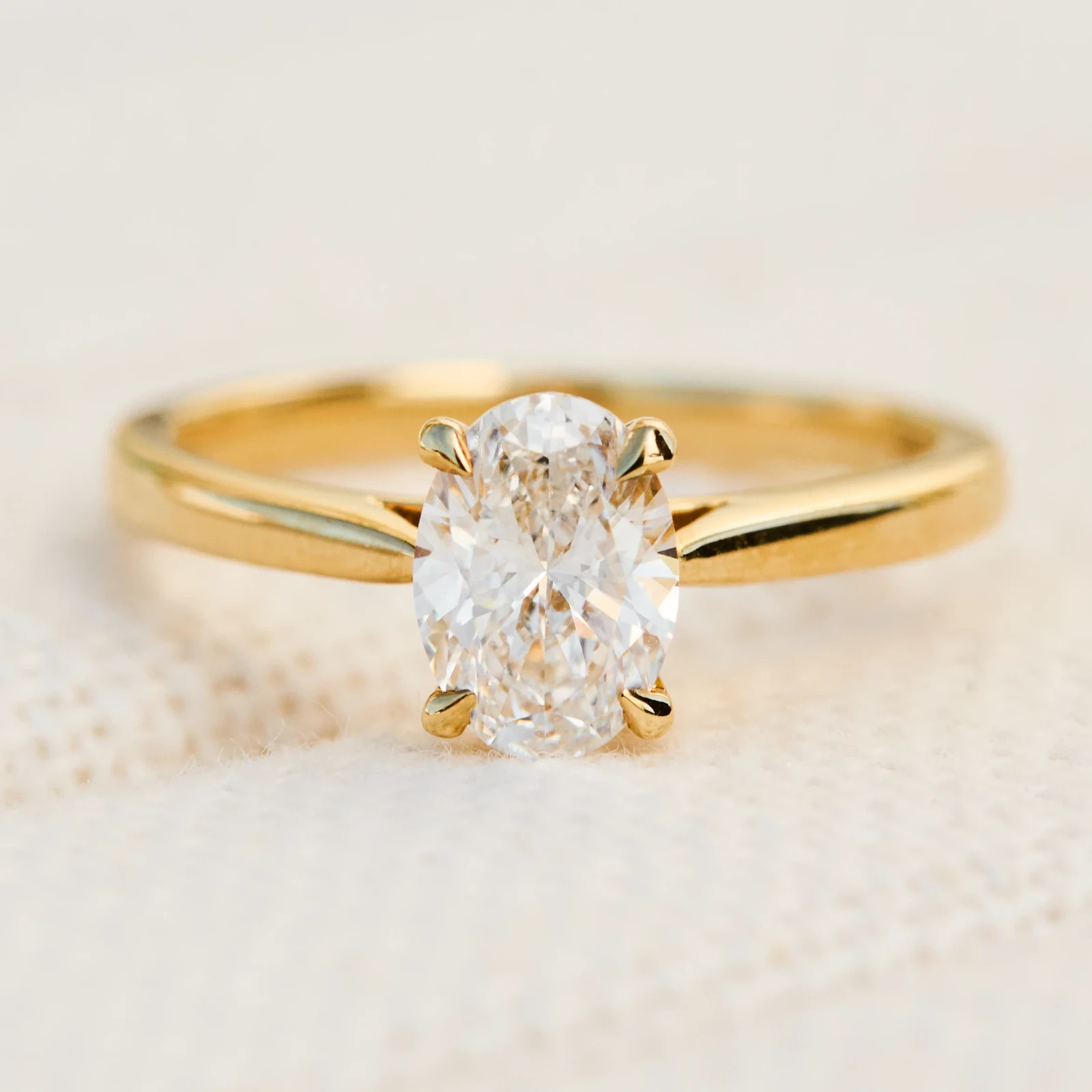 IGI 2Ct Oval-Cut EF/VS1 Lab Grown Diamond Solitaire Wedding Ring 14K Yellow Gold