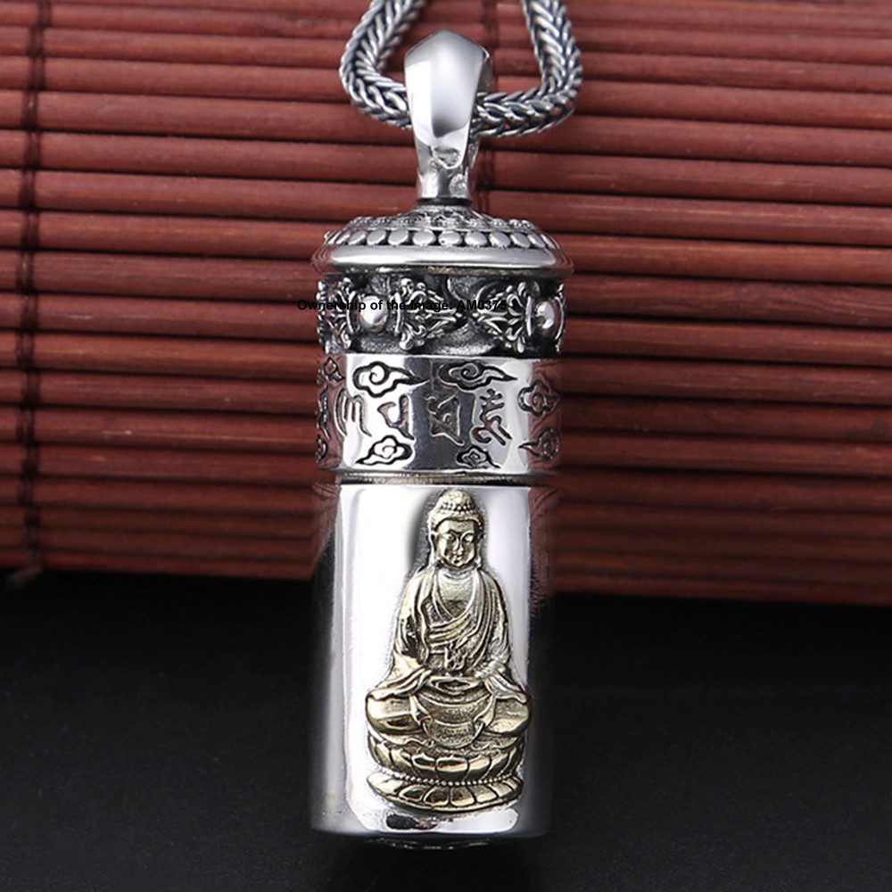 Pure 925 Sterling Silver Pendant Buddha Pattern Ghau Prayer Box Pendant 30-32G