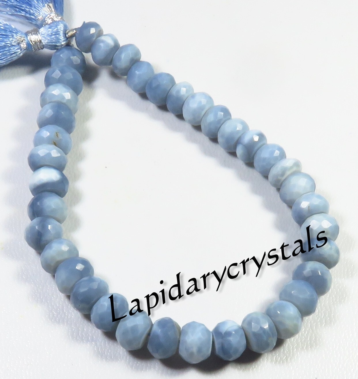 Natural Blue Opal Rondelle Faceted Gemstone Beads 7.5-8.5 mm 8 Inch DIY LC-1689