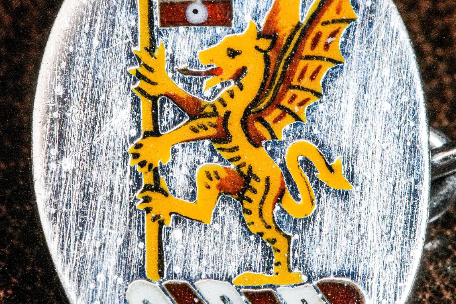 Striking Hand Painted Enamel Sterling Silver Antique English Cufflinks Armorial