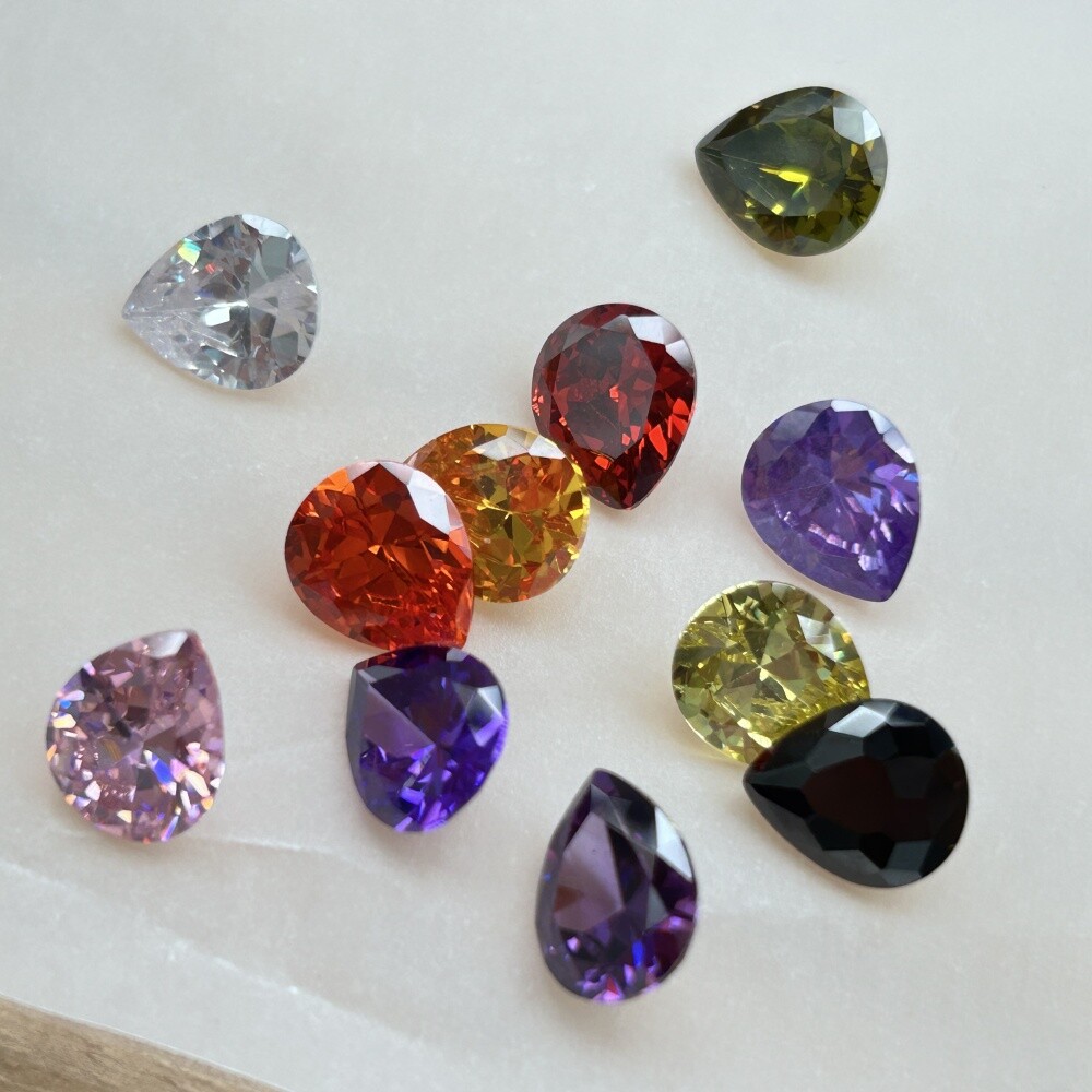 50PCS Pear Cut Multicolored Loose Cubic Zirconia Assorted Sizes 3x5mm-13x18mm