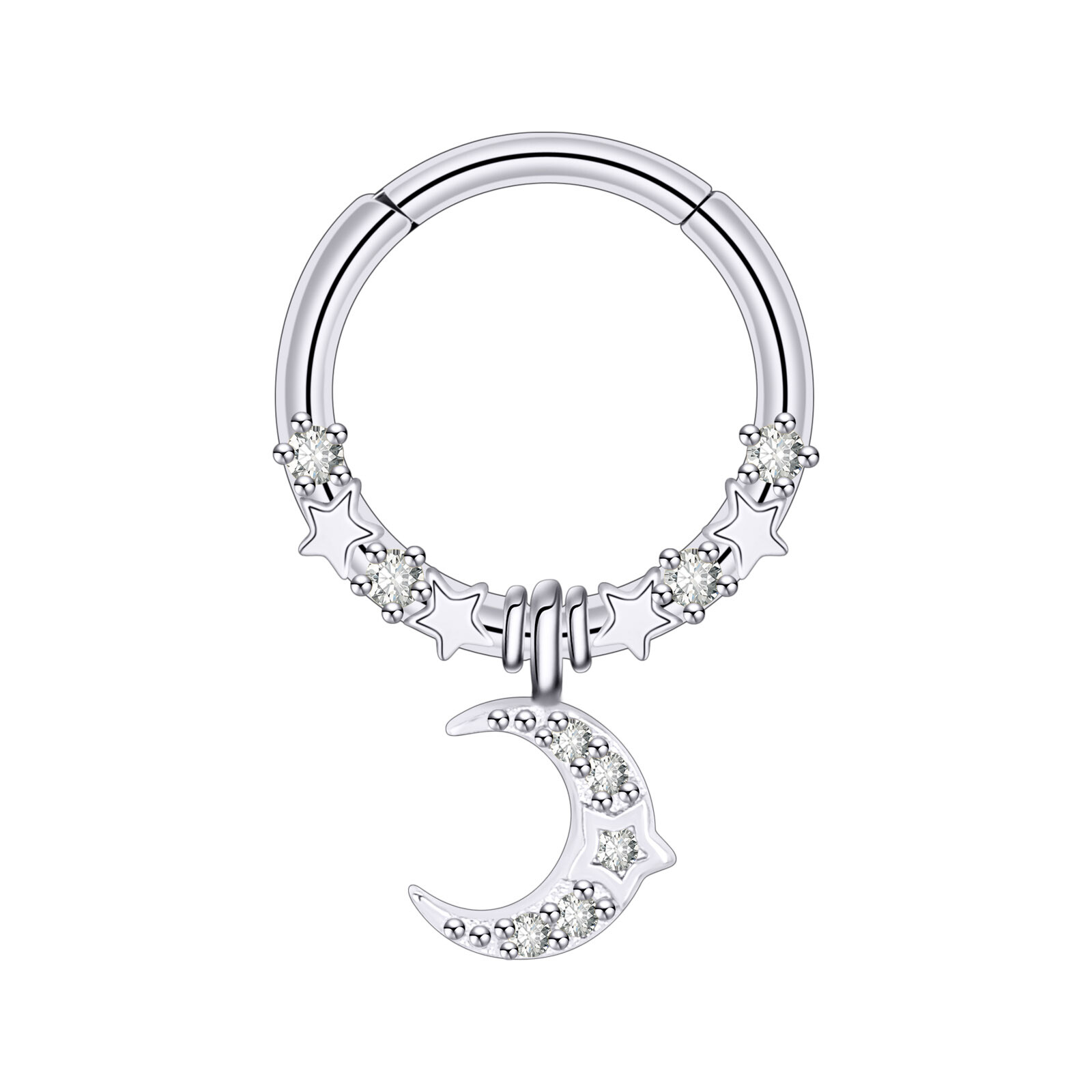 16G Septum Clicker Segment Hinged Nose Ring Lip Ear Cartilage Daith 8MM/10MM-ONE