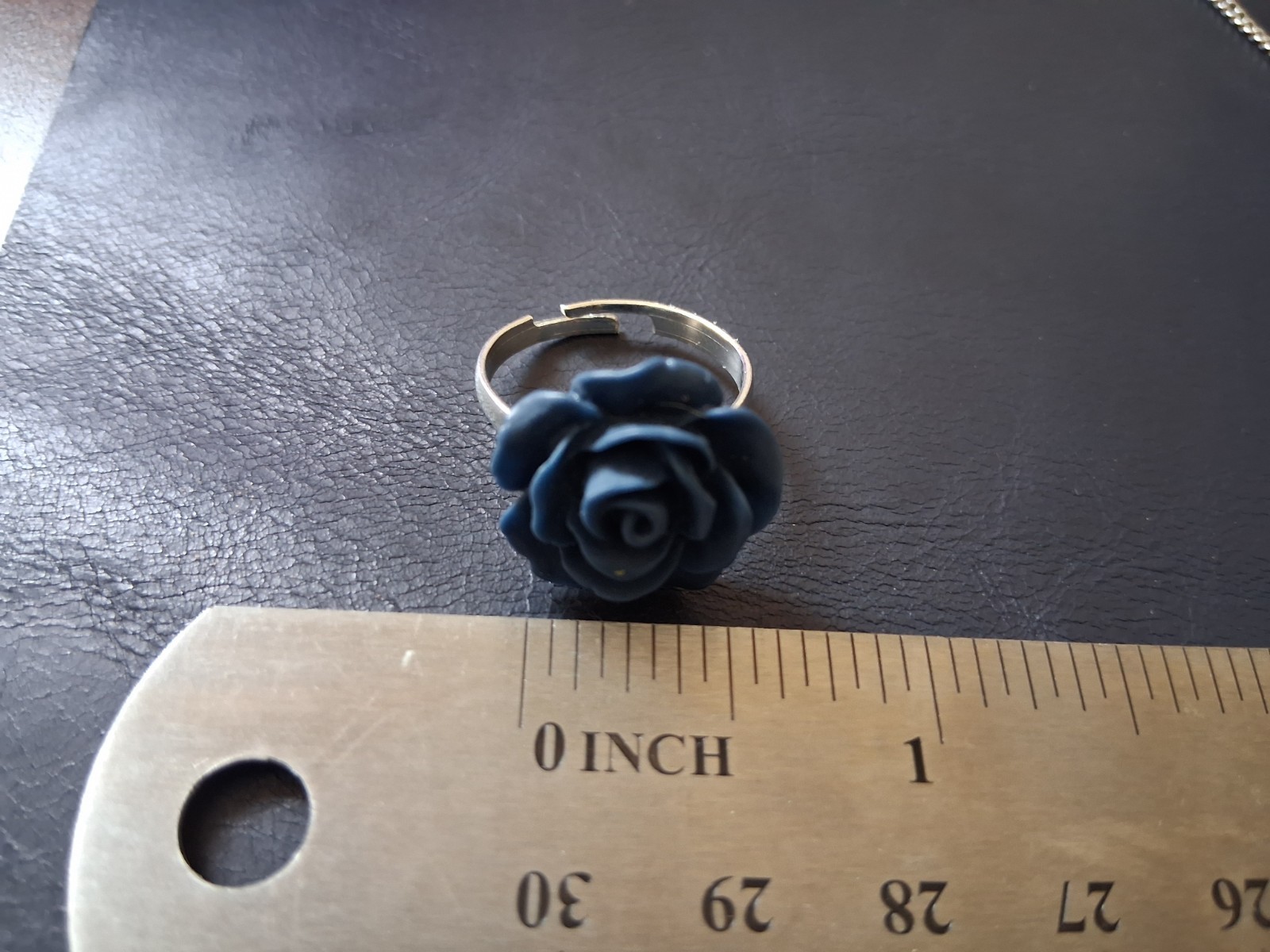 Resin Dark Blue Rose Ring