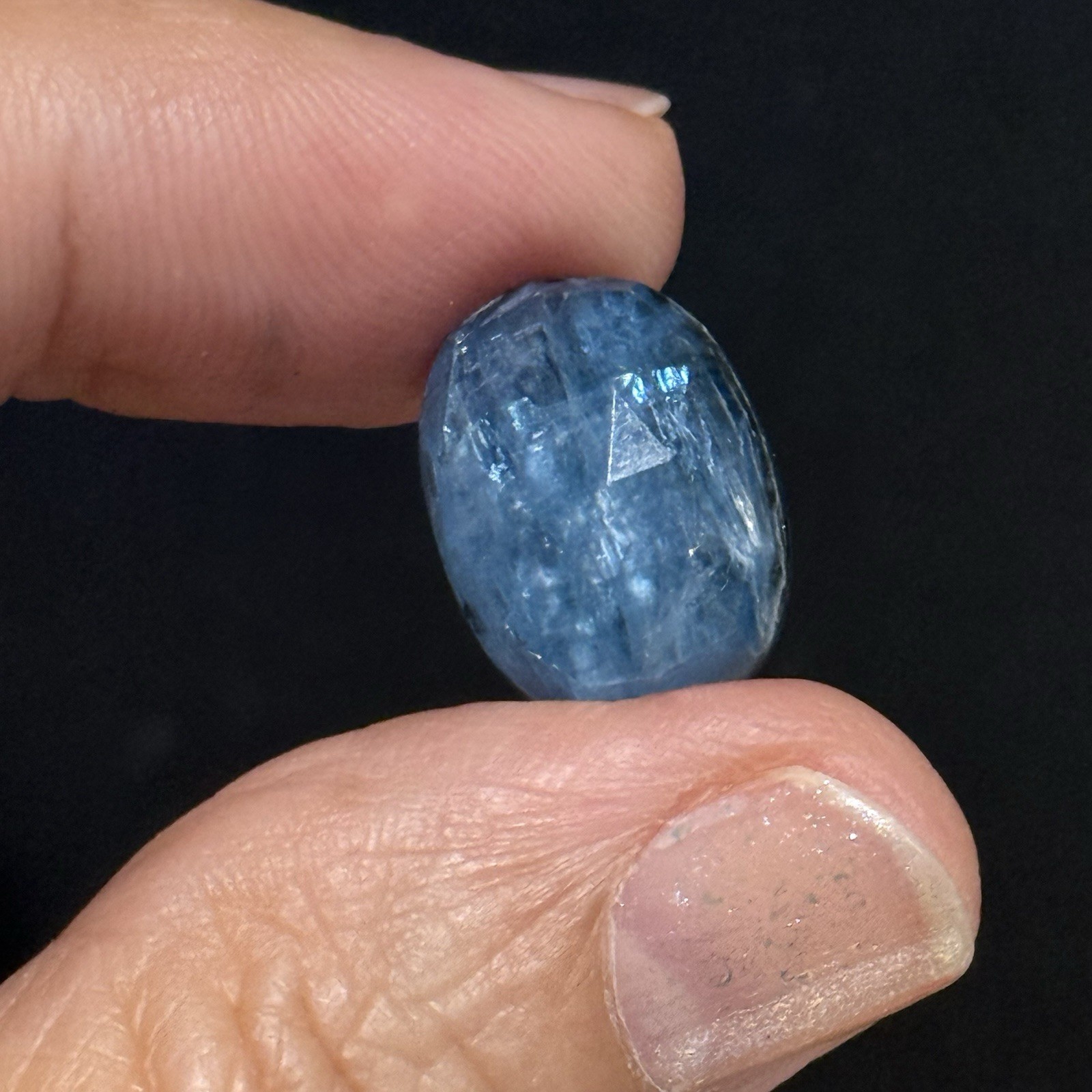 12.1ct 16.4×12.2×5.6mm Fine Blue Faceted Kyanite Oval Cabochon Loose Gem