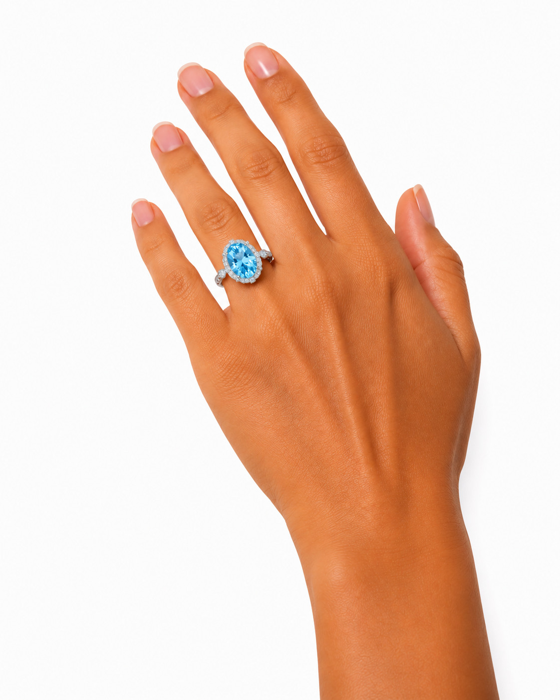 6 CT Oval Cut Sky Blue Topaz Gemstone Ring, Natural Blue Gemstone Rings