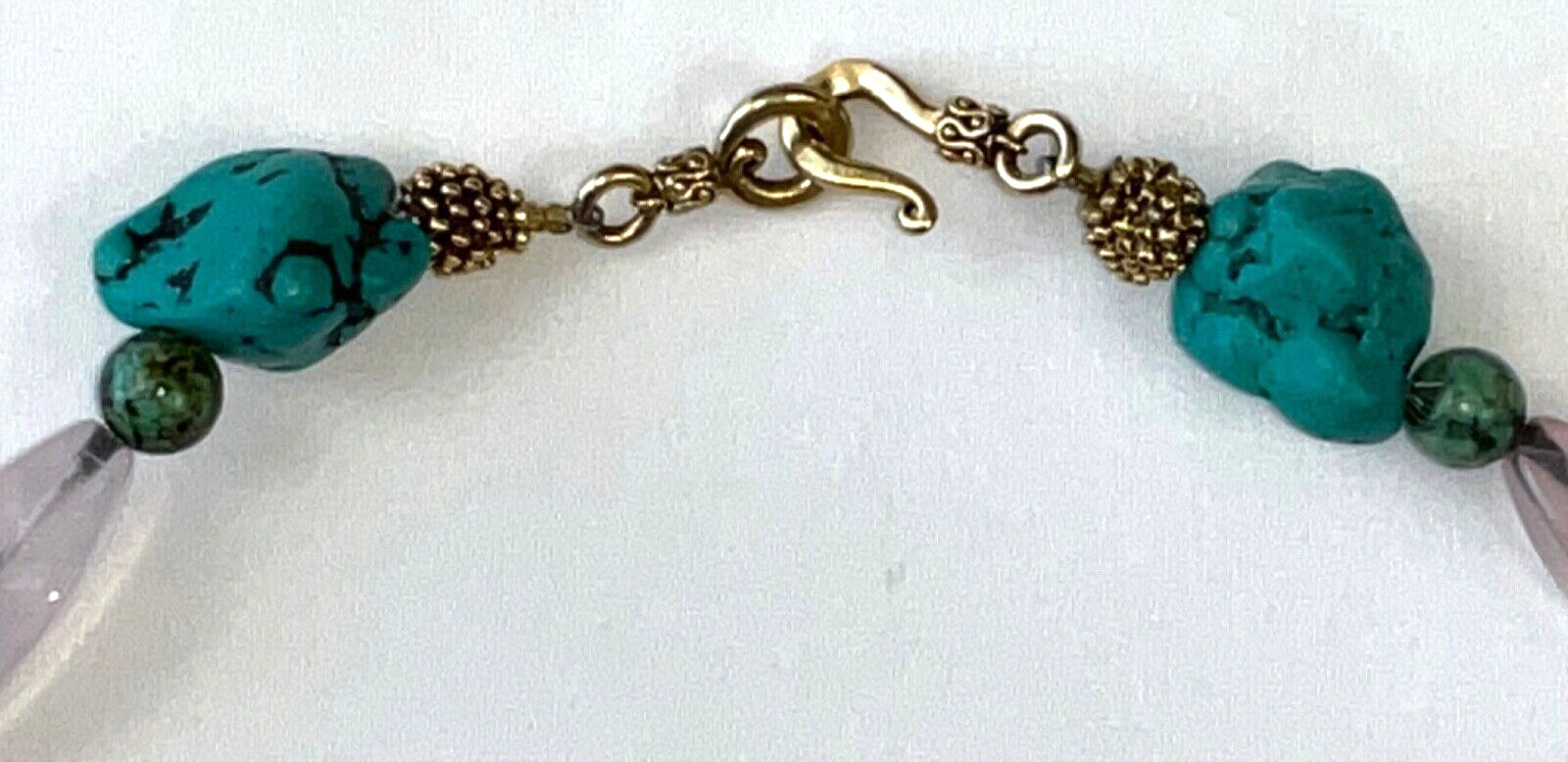 Beautiful Buddha Carved Bead Artisan STATEMENT NECKLACE Coral Turquoise Amber