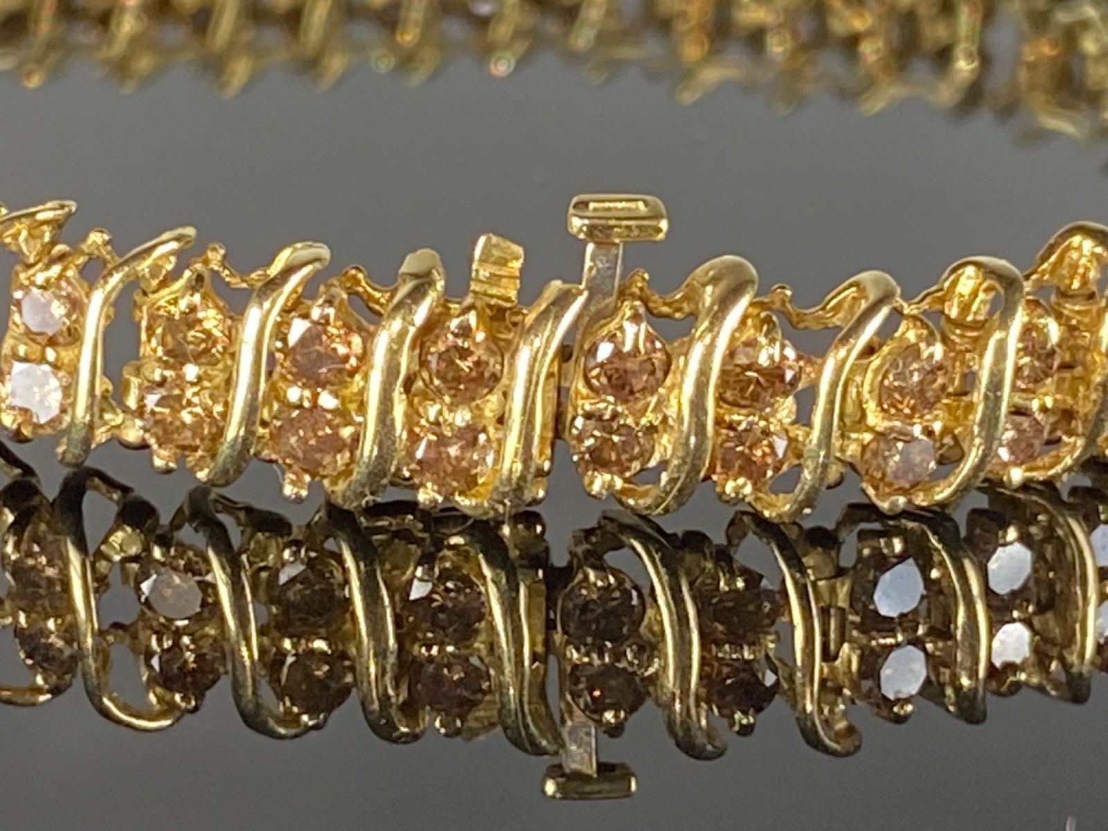 10K Gold & Brown Diamond Tennis Bracelet: 7-1/2″ / 11.47 grams / 3TCW