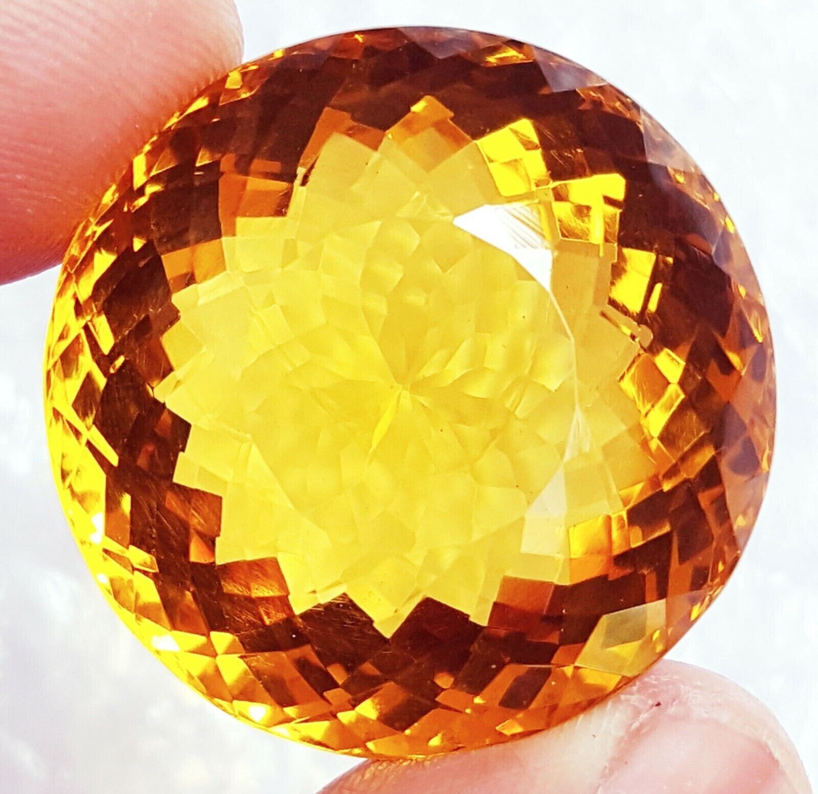 GIE Certified Natural 105 Ct Round Shape Yellow Citrine Brazilian Loose Gemstone