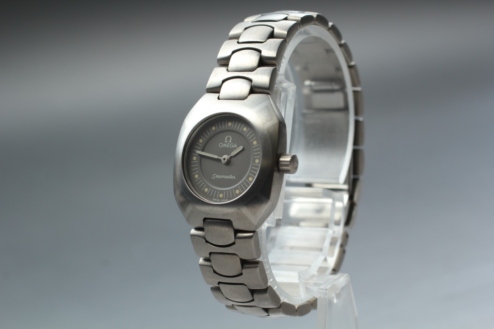 Rare [Mint] OMEGA Seamaster Polaris Titanium Palladium 22mm Ladies Qz Watch U418