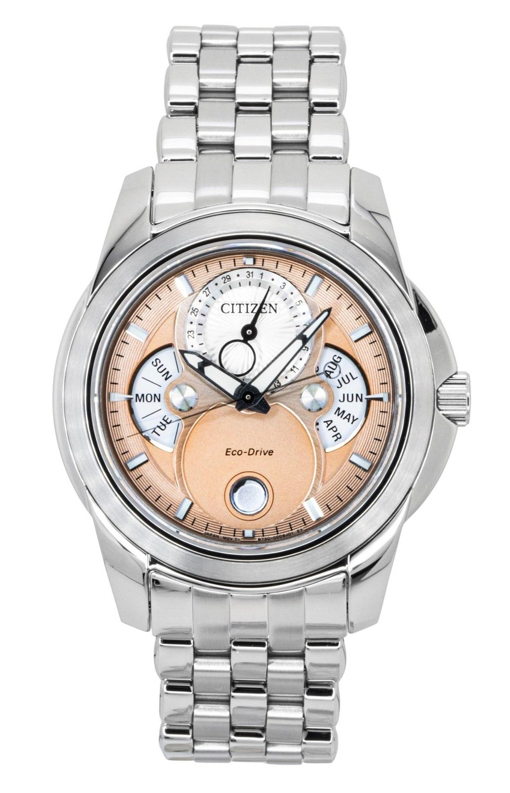 Citizen Calendrier Salmon Dial Eco-Drive Casual 100M BU0080-52X Men’s Watch