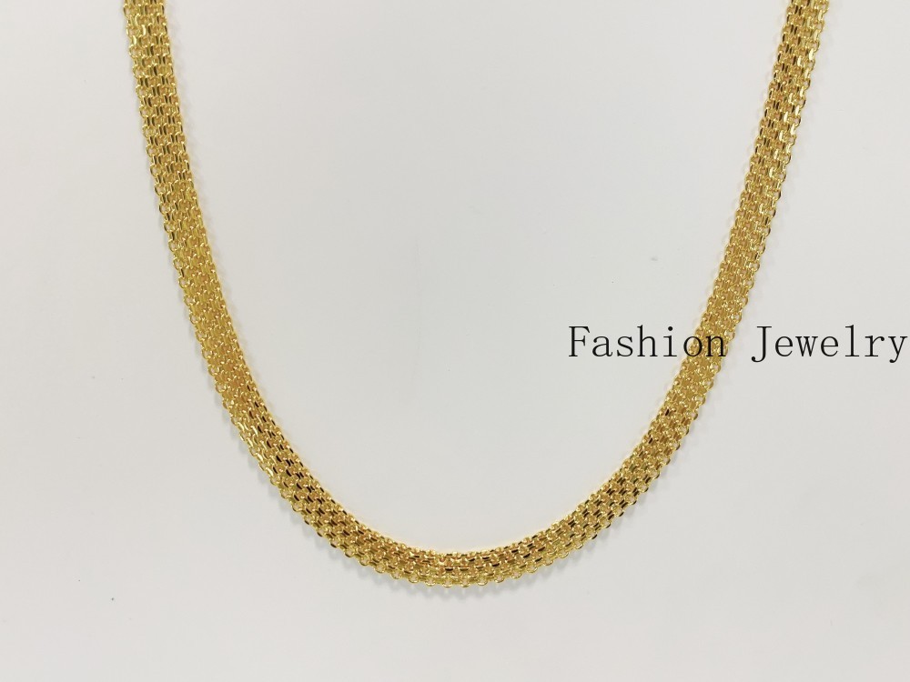 Solid 18K Yellow Gold Vintage Multi Layer Wide Necklace Chain 8mm 22in men/women