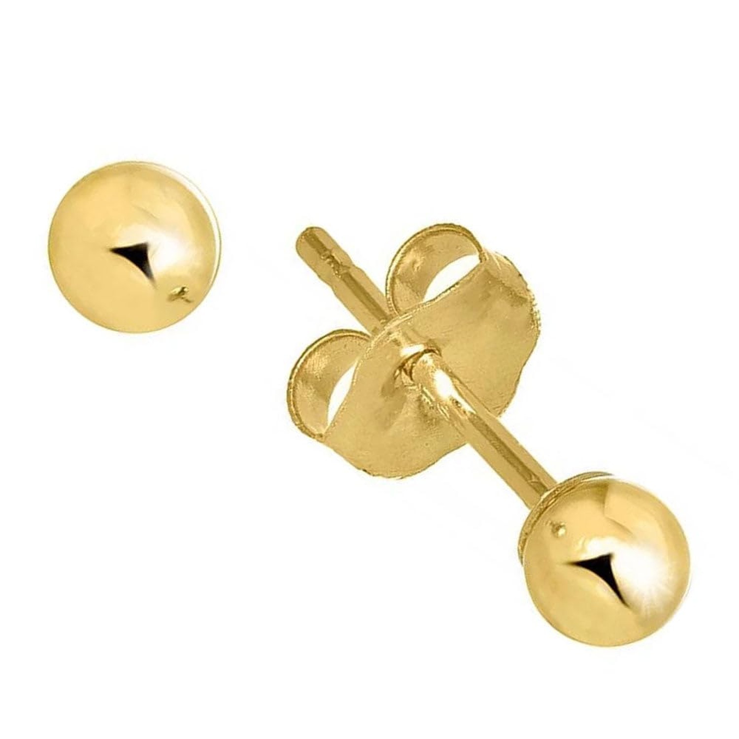 14k Yellow Gold Ball Stud Earrings – 2mm 3mm 4mm 5mm 6mm 7mm 8mm 10mm